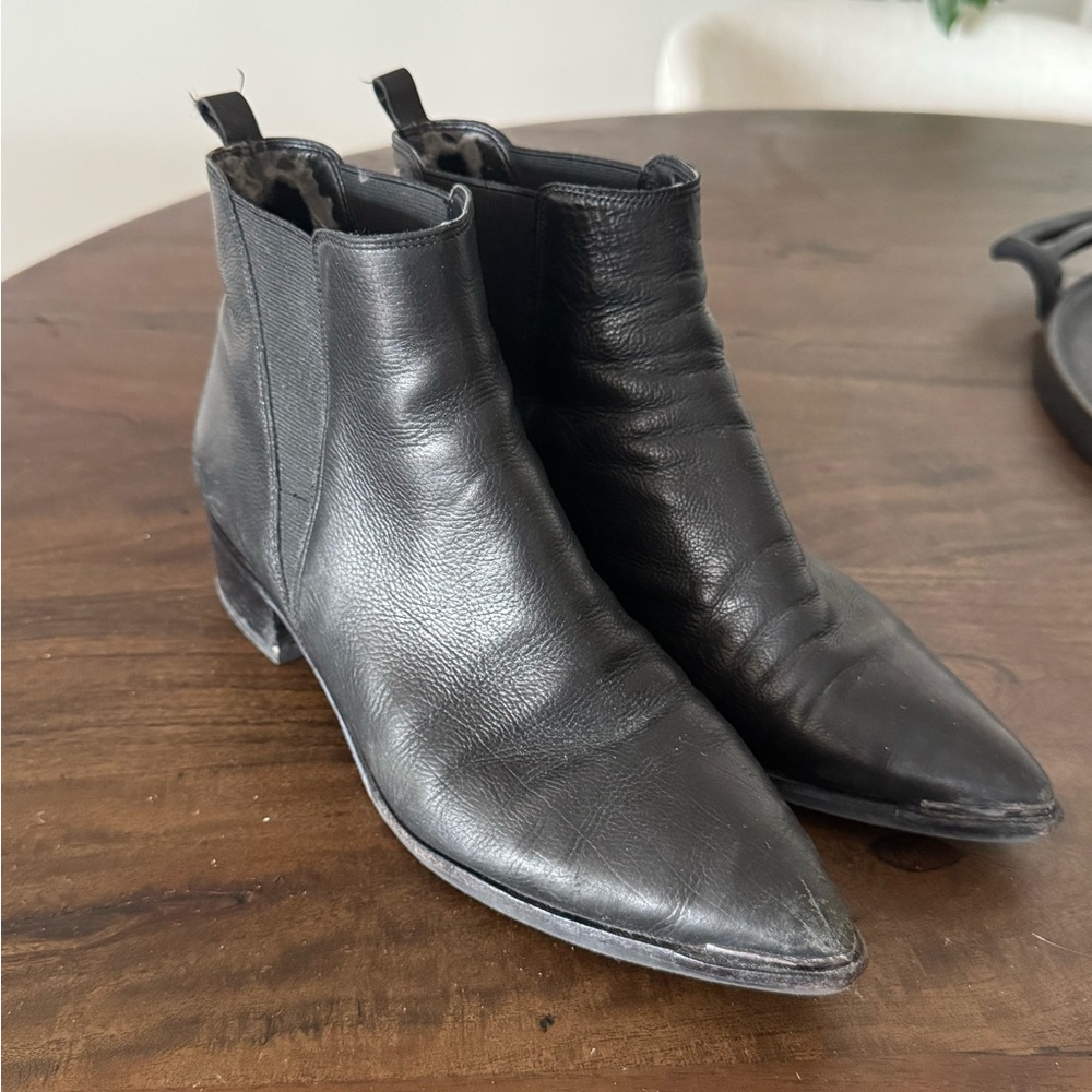 Marc Fisher Black Leather Ankle Boots